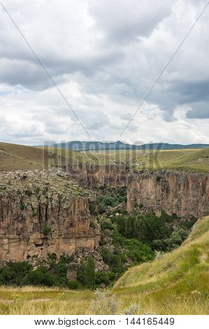 Ihlara Valley is a 16 km long gorge cut into volcanic rock in the southern part of Cappadocia Turkey