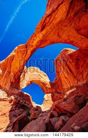 Double Arch In Arches National Park, Utah, Usa