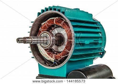 Electrical motor close-up isolated on white background