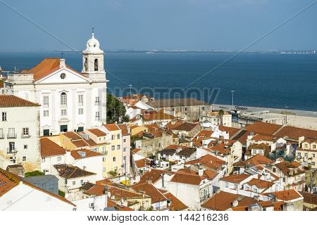 Panoramic Of Alfama District  In Lisbon