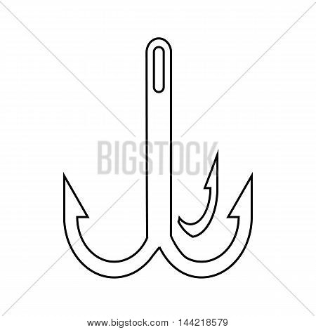 Triple fish hook icon in outline style isolated on white background