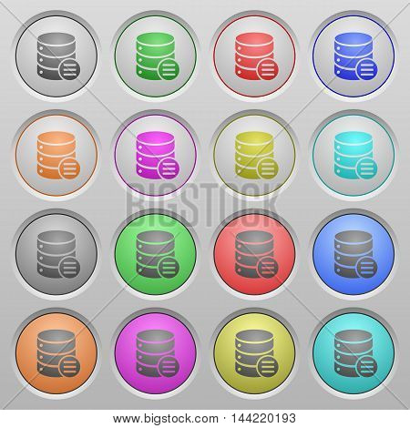 Set of database options plastic sunk spherical buttons.