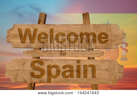 Welcome To Jamaica Sign On Wood Background With Blending National Flag
