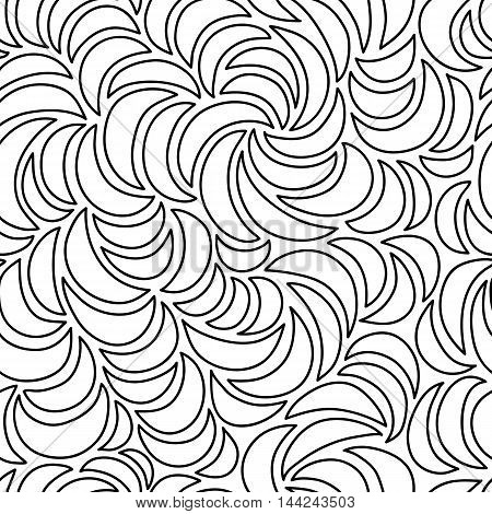 Abstract seamless crescent pattern. Black and white.