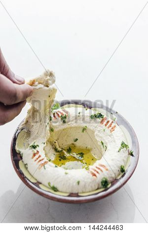 middle eastern hummus houmous chickpea dip meze mezze starter snack food set