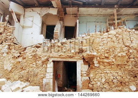 The rubble after the devastation of an earthquake