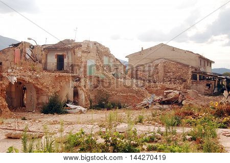 The rubble after the devastation of an earthquake