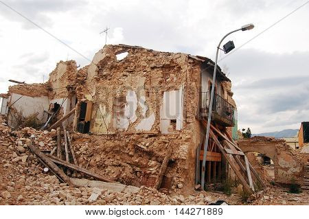 The rubble after the devastation of an earthquake