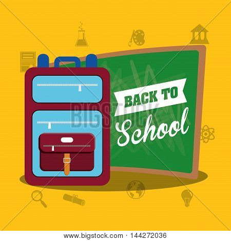 bag board back to shool education icon set. Colorful and flat design. Vector illustration