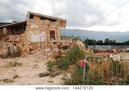 The rubble after the devastation of an earthquake