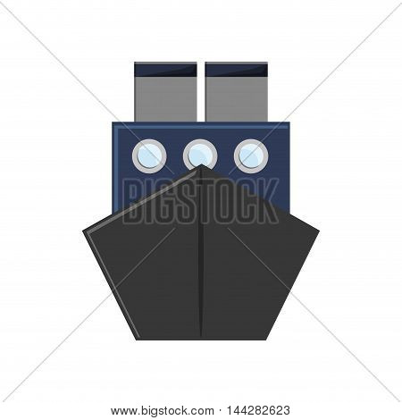 flat design merchant container ship icon vector illustration
