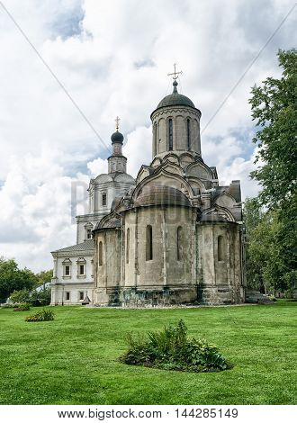 Spassky Cathedral and Church of Michael the Archangel in Andronikov monastery in Moscow Russia.