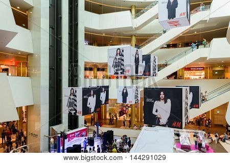 SAINT PETERSBURG, RUSSIA - AUGUST 14, 2014: Part of the Commercial center 'Galery' in Saint Petersburg. One of the biggest commercial centres in the city, opened on Nov 25, 2010