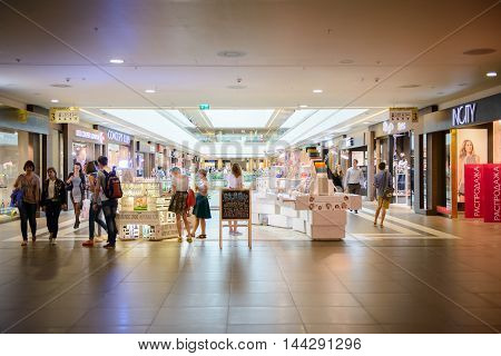 SAINT PETERSBURG, RUSSIA - AUGUST 14, 2014: Part of the Commercial center 'Galery' in Saint Petersburg. One of the biggest commercial centres in the city, opened on Nov 25, 2010