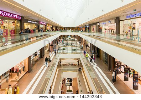SAINT PETERSBURG, RUSSIA - AUGUST 14, 2014: Commercial center 'Galery' in Saint Petersburg. One of the biggest commercial centres in the city, opened on Nov 25, 2010
