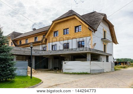 HORBOW, POLAND - AUGUST 17, 2014: Pajero Hotel in Horbow, Poland. Pajero hotel is located on the International road E-30, 20 km from the Belorussian Frontier