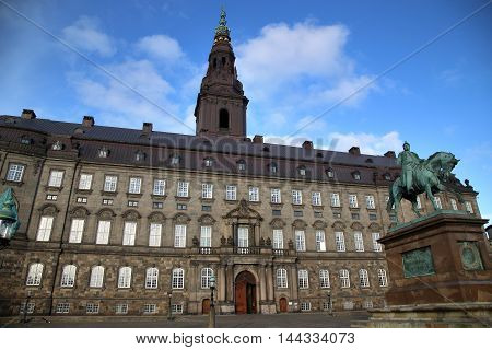 Christiansborg Palace in early morning Copenhagen Denmark