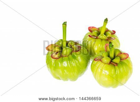 Garcinia Cambogia Fresh Fruit On White Background. Fruit For Diet And Good Health.