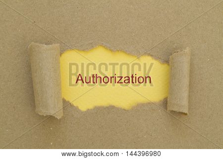 Authorization word written under torn paper .