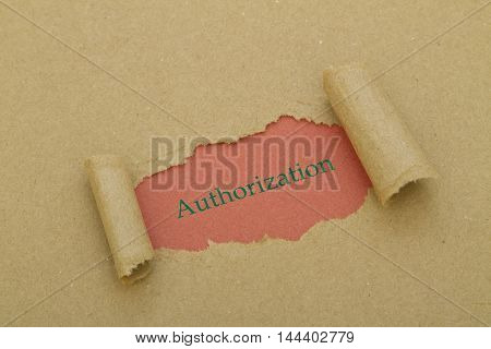 Authorization word written under torn paper .
