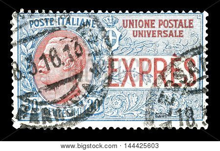 ITALY - CIRCA 1917 : Cancelled postage stamp printed by Italy, that shows that shows Victor Emanuel III.