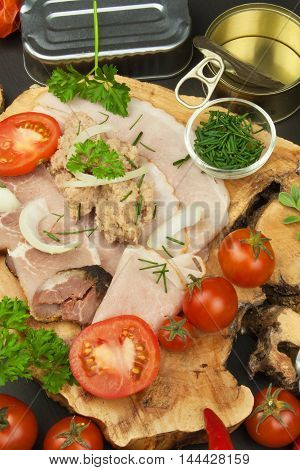 Crushed tuna canned. The fishing industry, canned fish. Diet food. Tinned tuna. Bowl with canned Tuna. Domestic food preparation.