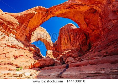 Double Arch In Arches National Park, Utah, Usa