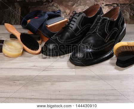 Shoe Care And Gentleman's Accessories With Free Space