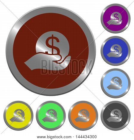 Set of color glossy coin-like save money buttons