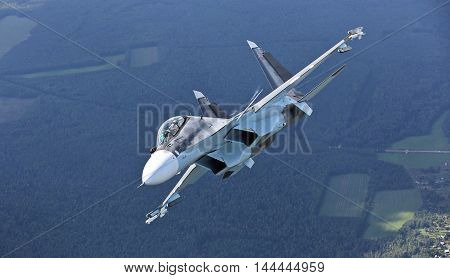 Military Russian Fighter Jet Flying In The Sky