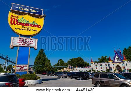 Lancaster PA - August 20 2016: Dutch Wonderland is a 48-acre amusement park appealing primarily to families with small children.