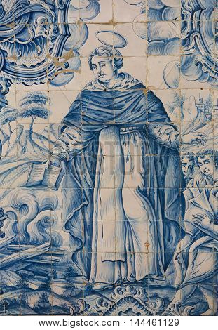 Azulejo Of Saint Dominic In The Cathedral Of Aveiro