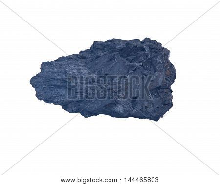Raw black kyanite separated on white background