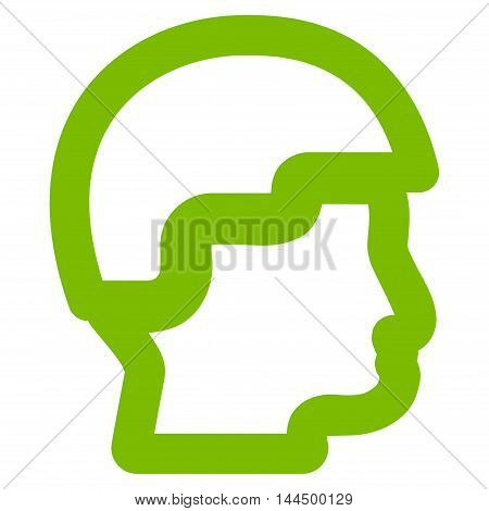 Sergeant Head vector icon. Style is contour flat icon symbol, eco green color, white background.