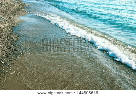 Waves Of The Aegean Sea. Leptokaria, Greece.