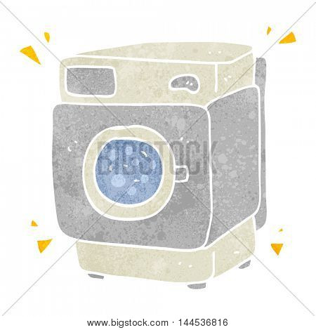 freehand retro cartoon rumbling washing machine