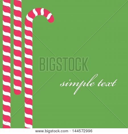 celebratory Christmas green background with a cane