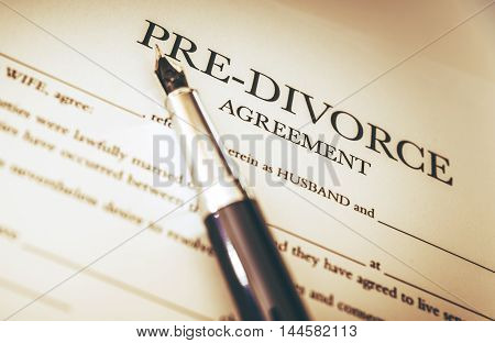 Divorce Documents Signing Theme. Pre Divorce Document.