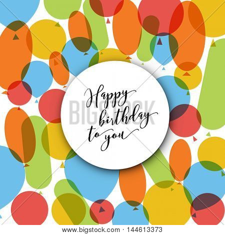 Happy birthday modern minimalist vector illustration card with balloons