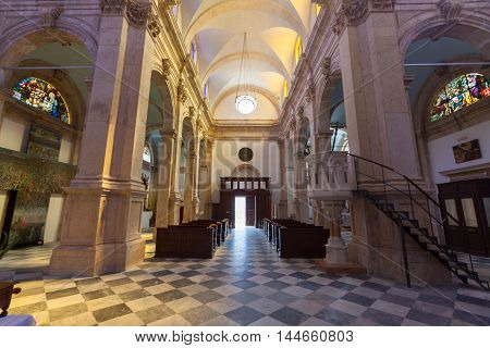PRCANJ, MONTENEGRO - JULY 23, 2015: The Catholic Church of the Birth of the Virgin Mary in Prcanj, Montenegro, on July 23, 2015