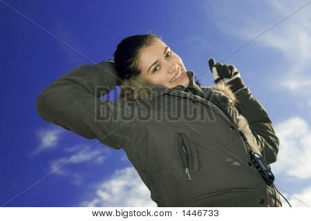  schöne junge Mädchen listening Musik