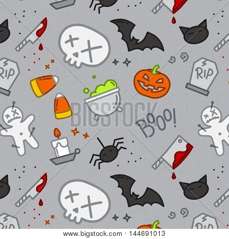 Halloween color pattern skull drawing in flat style