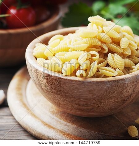 Sardinian Uncooked Pasta On The Wooden Table