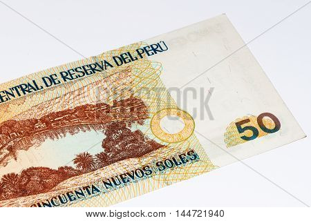 50 soles nuevos bank note. Soles nuevos is the national currency of Peru