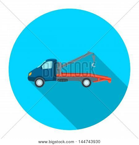 Car evacuator icon flat style. Single silhouette auto parts icon from the big car flat - stock vector