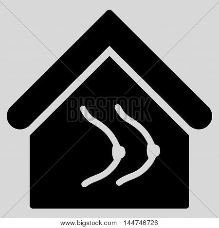 Erotics House icon. Glyph style is flat iconic symbol, black color, light gray background.