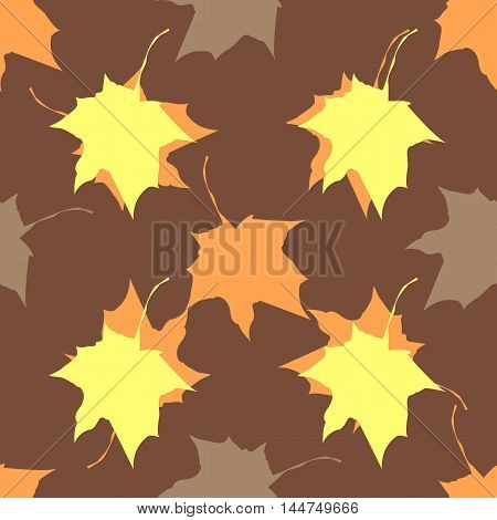 Seamless vector texture Maple Leaves brown Pattern