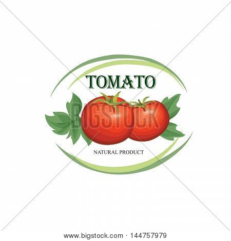 Tomato label. Vegetable logo. Retro sticker of naural product tomatoes.