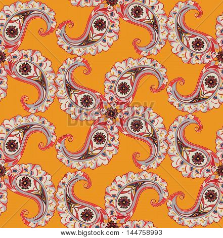 Abstract Floral Ornamnet. Flourish Ornamental Tiled Pattern. Fantastic Flowers And Leaves Oriental S