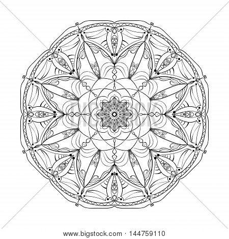 Mandala Coloring Illustration vector black handline ink
